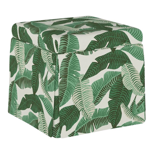 Dyer Storage Ottoman in Natural Banana Palm For Sale
