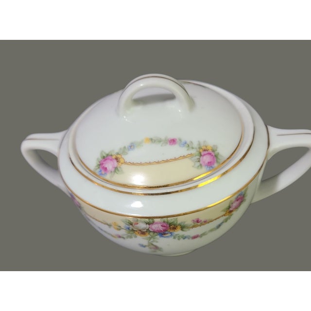 Traditional Vintage Fine Porcelain Hand Painted Floral Tk Thun Bohemia Sugar Bowl For Sale - Image 3 of 8