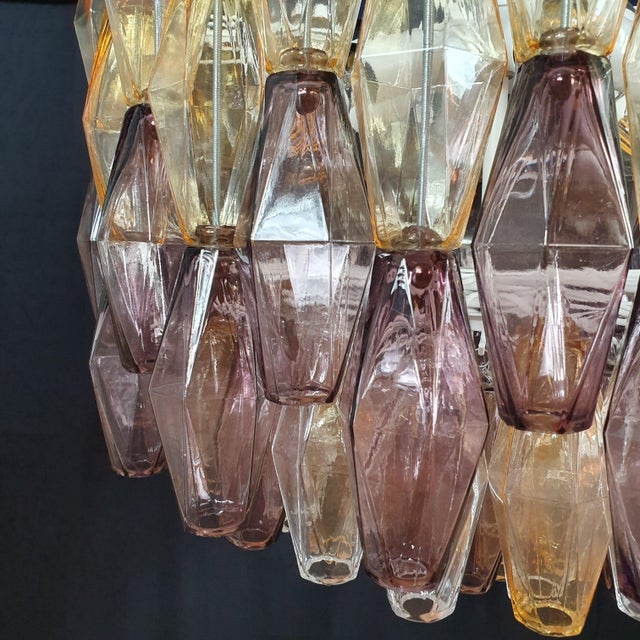 Purple Art Deco Style Polyhedron Murano Glass Chandelier in the style of Venini, 1960s For Sale - Image 8 of 18