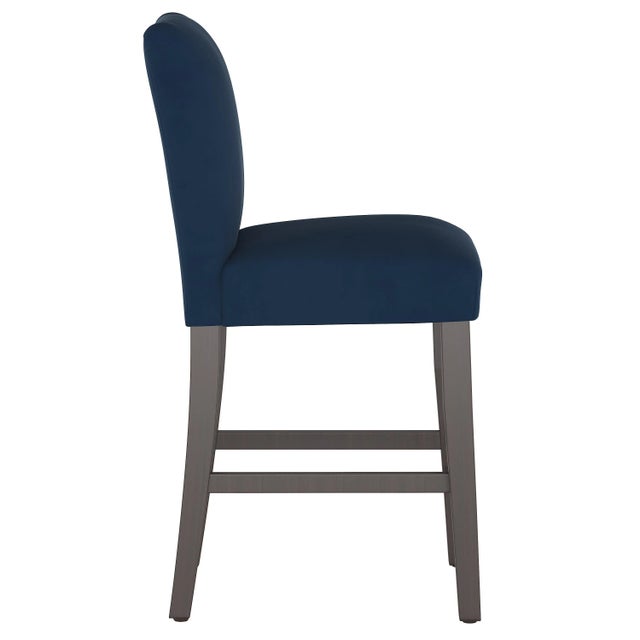 Transitional Chelsea Counter Stool in Ink Classic Velvet For Sale - Image 3 of 8