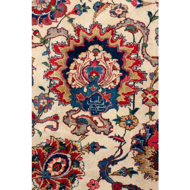 1910s Antique Kashan 100% Wool Area Rug, 10' 7'' X 16'11'' For Sale - Image 5 of 6