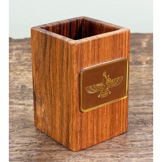 Mid-Century Modern Mid Century Modern Teak Zoroastrian Desk Object / Pen Holder For Sale - Image 3 of 5