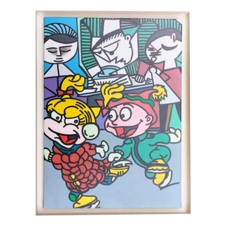 Signed Gudmundur Erró Oil on Canvas, Framed Pop Art Figurative Composition For Sale