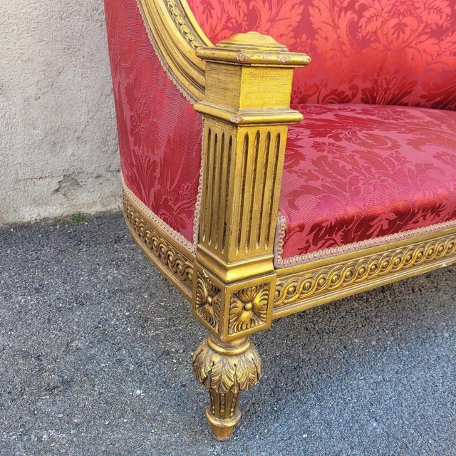 20th Century Louis XVI Style Bench in Gilded Wood For Sale - Image 4 of 17