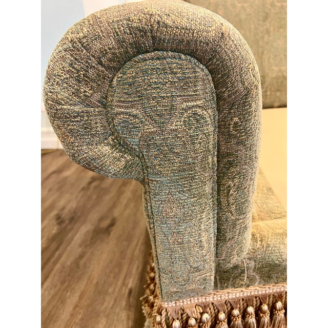 Textile Contemporary 8’ Custom Made Curved Sofa For Sale - Image 7 of 9