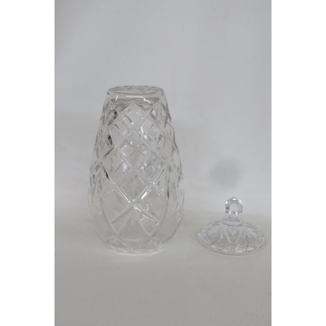 Glass Lead Cut Crystal Lidded Candy Cookie Jar With Diamond Cut Lattice Pattern 4937b For Sale - Image 7 of 13