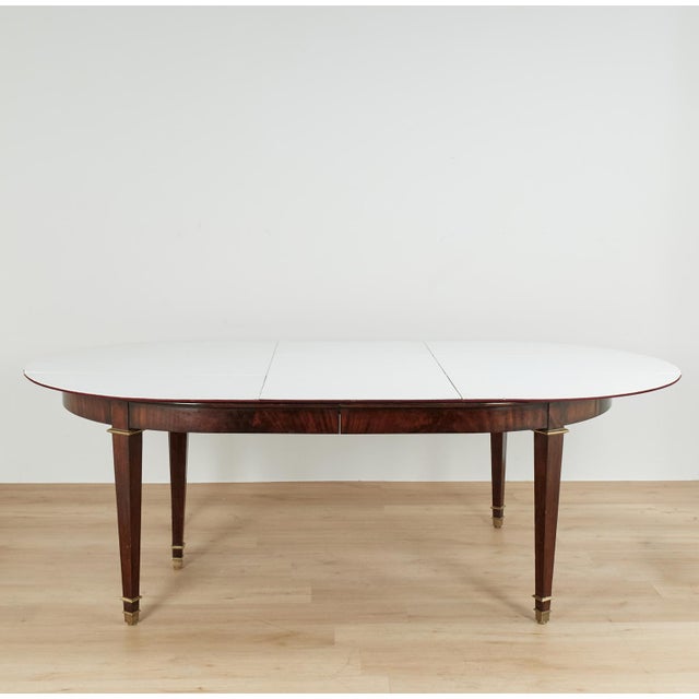 Large Louis XVI Style Flame Mahogany Extendable Dining Table For Sale - Image 11 of 18