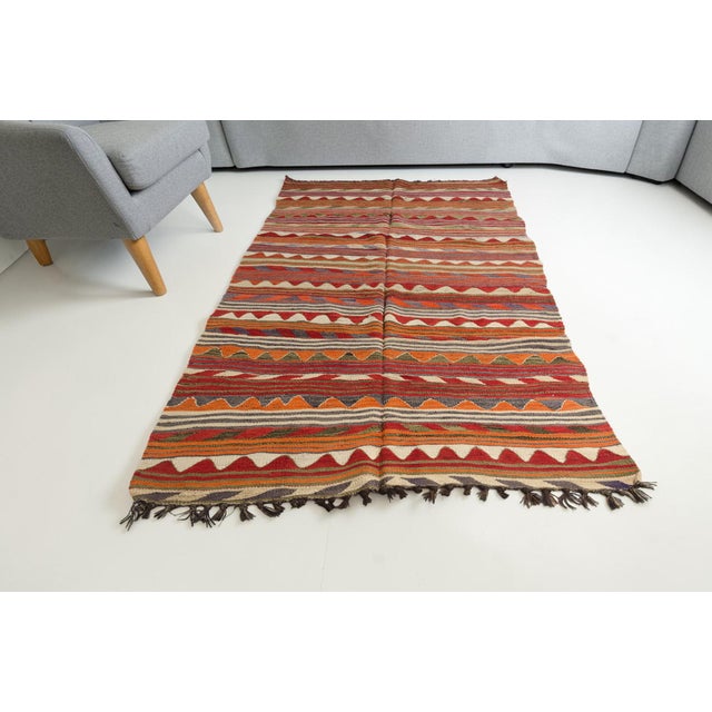 Turkish Mid 20th Century Tribal Wool Runner for Entryway or Kitchen For Sale - Image 3 of 10