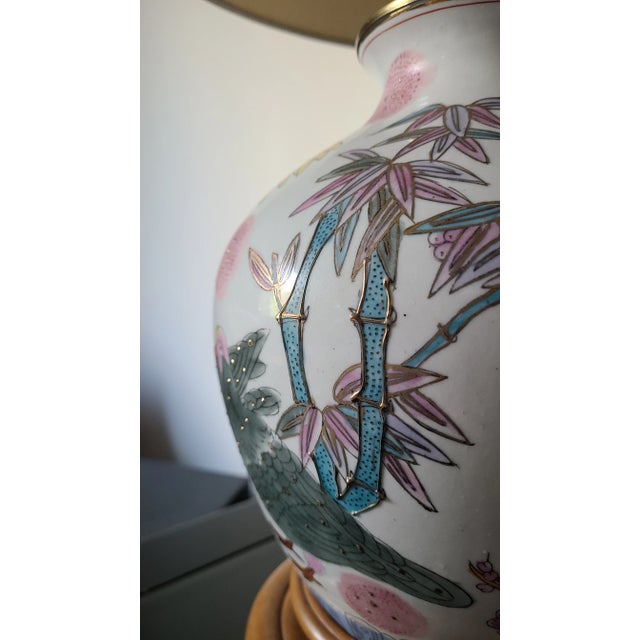 Vintage Chinoiserie Lamp in Botanical & Bird Motifs Attributed to Frederick Cooper For Sale - Image 9 of 12