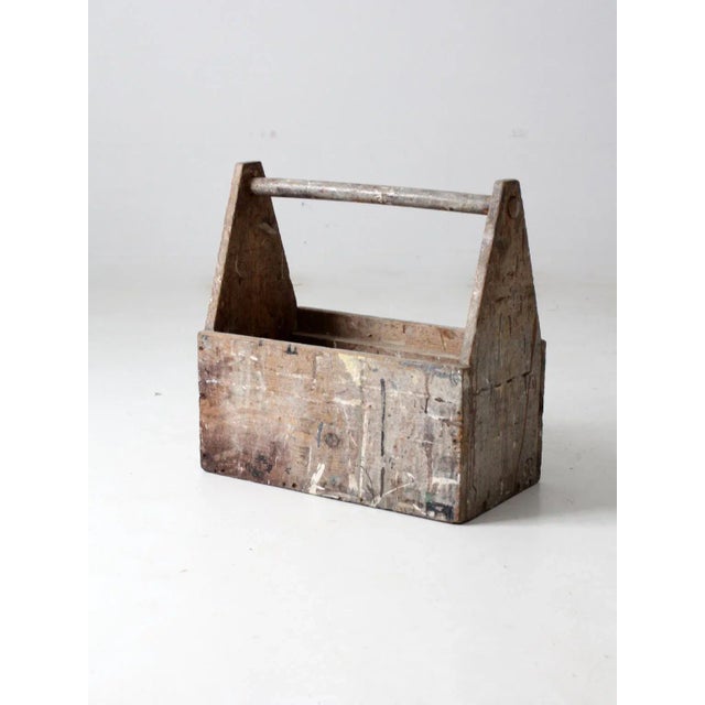 Brown Vintage Wooden Trug Toolbox For Sale - Image 8 of 13