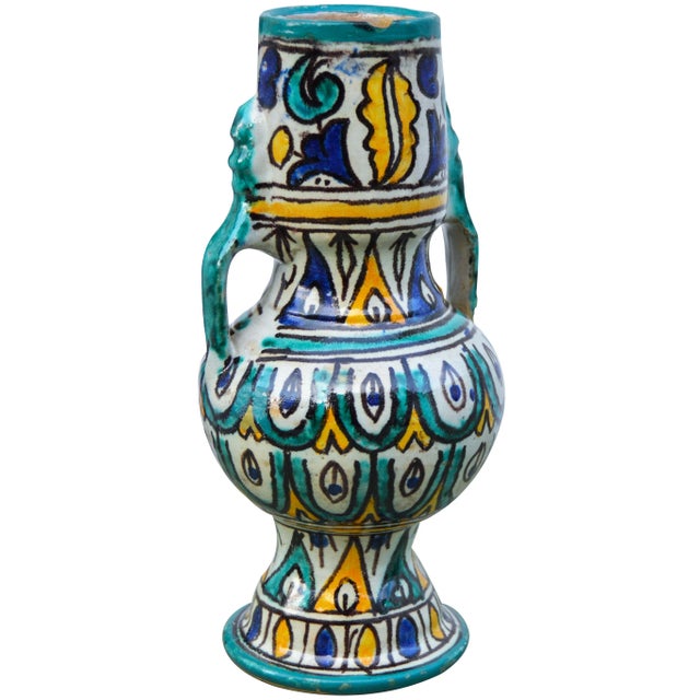 Moroccan Ceramic Vase W/ Handles For Sale - Image 10 of 10