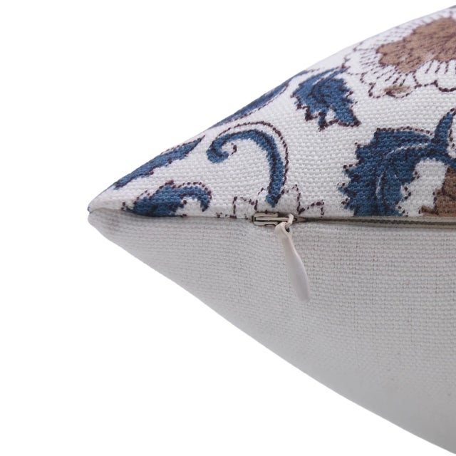 Art Deco Fabdivine Handcrafted Block Print Cushion Cover 16x16 Inch Thick Cotton White-Mandakini For Sale - Image 3 of 4