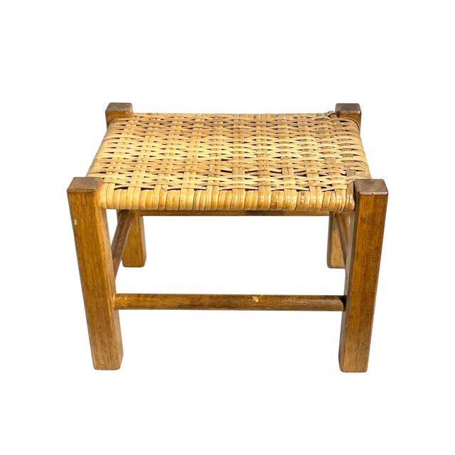 Early 20th Century Antique English Country House Woven Reed and Pine Stool For Sale - Image 5 of 17