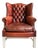 Mid-Century Scandinavian-Made Chippendale-Style Leather Windback Chair For Sale