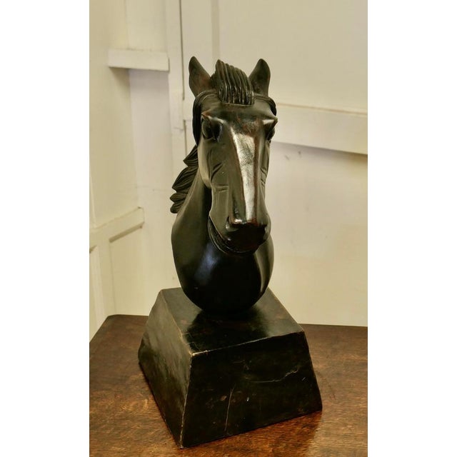 Large Carved Wooden Horse Head, 1950 For Sale - Image 4 of 8
