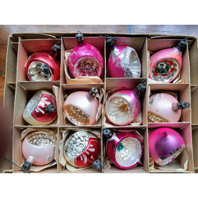 Christmas Box Pink Mercury Glass Ornaments Set 12 For Sale In Fayetteville, AR - Image 6 of 13