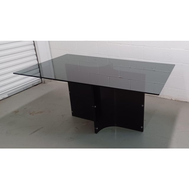 Mid 20th Century Smoked Glass and Acrylic Base Dining Table Chairish