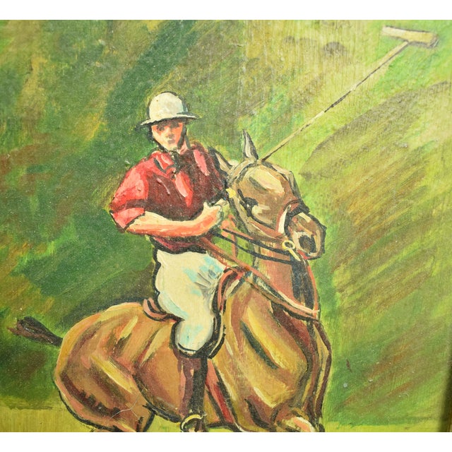 Polo Match C1950s Acrylic on Canvas by Larry Golden For Sale In New York - Image 6 of 7