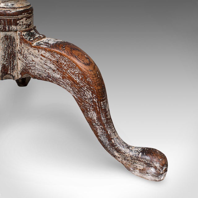 Antique Pedestal Table, Painted Oak, Side, Lamp, Planter Stand, Georgian, c.1750 For Sale - Image 9 of 9