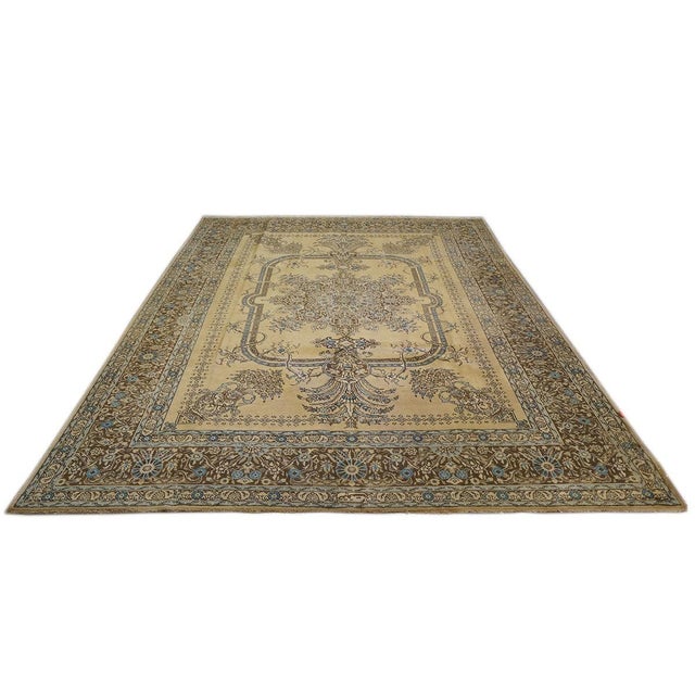 Condition: Antique Circa: 1940s Origin: Persia Design: Tabriz Actual Size: 9.6 X 12.9 Color: Tan, Charcoal, Brown, Blue,...
