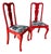 Early 20th Century Chinese Red Lacquer Queen Anne Style Vintage Chairs For Sale