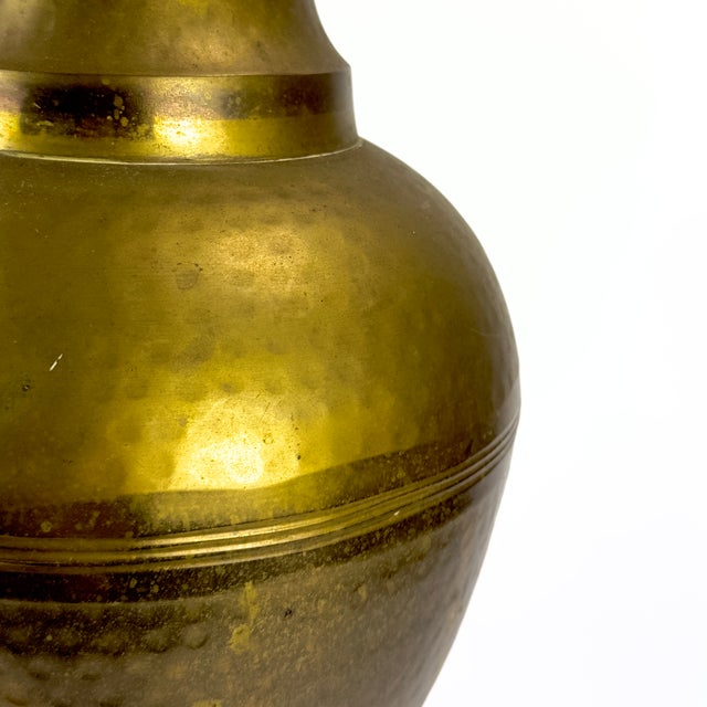 Gargantuan 30" Tall Vintage Hammered Brass Baluster Floor Vase For Sale - Image 9 of 14