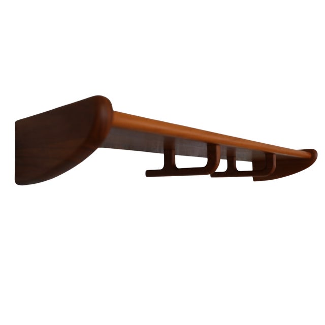 Wood Danish Hat Rack in Teak with Shelf and Hooks, 1960s For Sale - Image 7 of 11