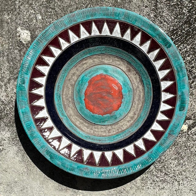 Late 20th Century Vintage Boho Signed Studio Pottery Plate For Sale - Image 5 of 9