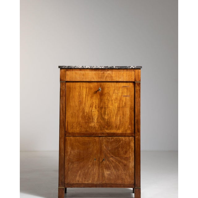 Brown 19th Century France Empire Brown Wood Writing Desk For Sale - Image 8 of 11