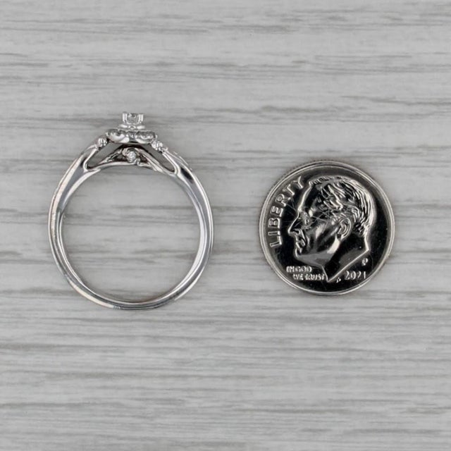 2010s 0.28ctw Round Diamond Halo Engagement Ring 950 Palladium Size 7.25 For Sale - Image 5 of 8