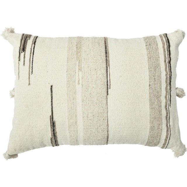 Elevate your home's look with a chic Modern Wool and Cotton Pillow, meticulously handmade with opulent materials, in a 16"...