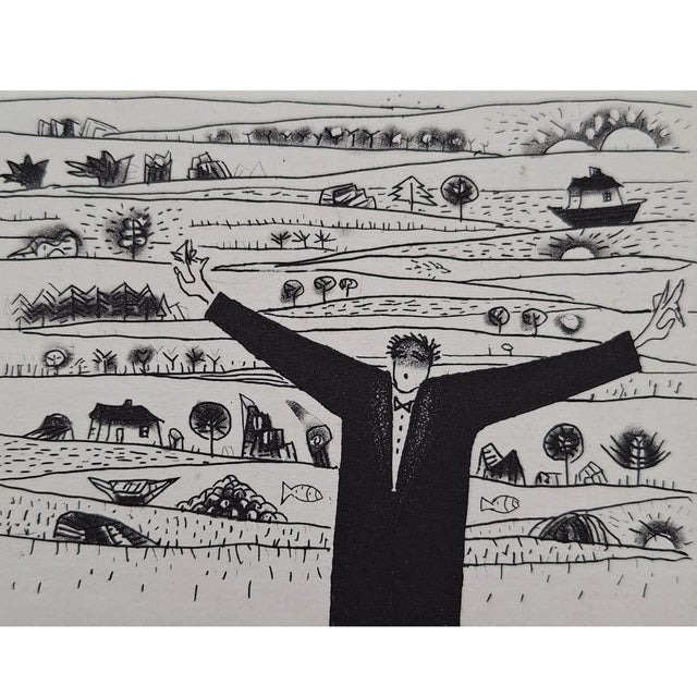 Contemporary Jerzy Dmitruk, Conductor of the Serene Rhythm of the Landscape (Harvest Landscape), 2008, Etching For Sale - Image 3 of 7