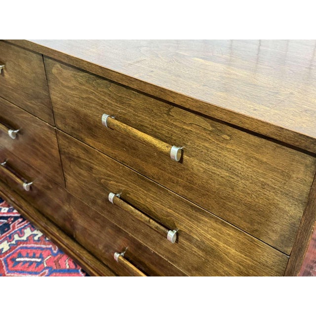 Art Deco Style Chest of Drawers in Walnut and Oak, 1950s For Sale - Image 15 of 18