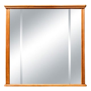 Vintage Beveled Mirror with Curved Wood Frame, 1960s For Sale