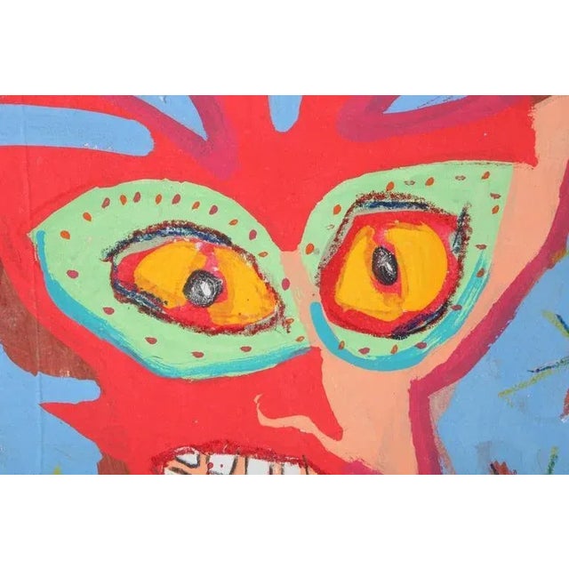 1999 “Yellow With Confusion” Neo Expressionist Folk Art Painting on Mixed Media by Julie Hermoso For Sale In New York - Image 6 of 8