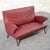 Wood Red Faux Leather Sofa with Flared Wooden Feet, 1950s For Sale - Image 7 of 8