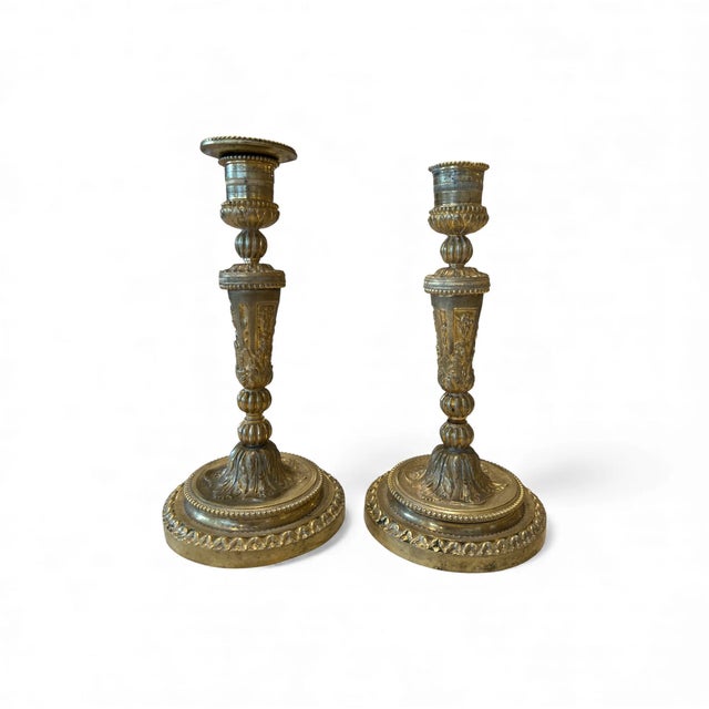 French 19c French Antique Napoleon III Candlesticks For Sale - Image 3 of 3