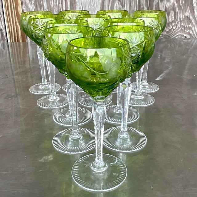 Vintage Regency Emerald Cut Crystal Wine Glasses Set of 12 Chairish