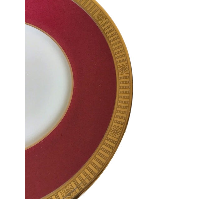 Traditional Late 19th Century Bernardaud Limoges France Madison Carmin Round Bread Butter Plates - Set of 5 For Sale - Image 3 of 5