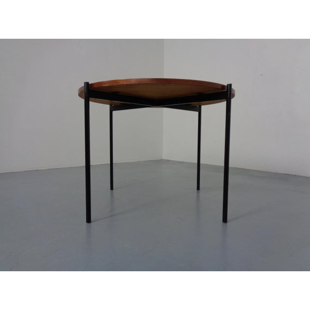 Round Teak and Steel Coffee Table from Thonet, 1950s For Sale - Image 6 of 13