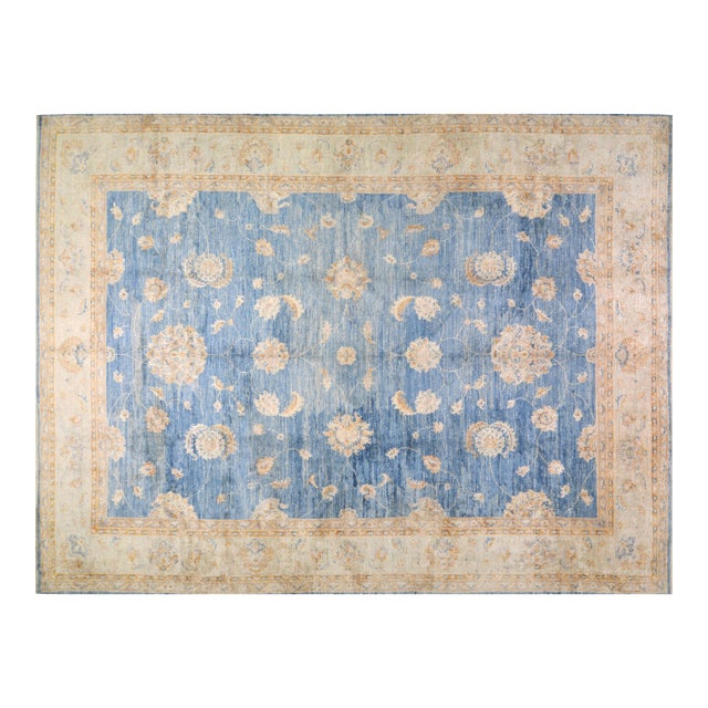 Contemporary Pakistani Oushak Hand Knotted Wool Rug, 10'4"x13'9" For Sale