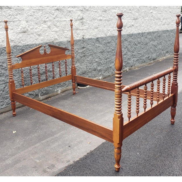 1960s 1960s Refinished Light Cherry Semi Poster Spool Full Size Bed For Sale - Image 5 of 7