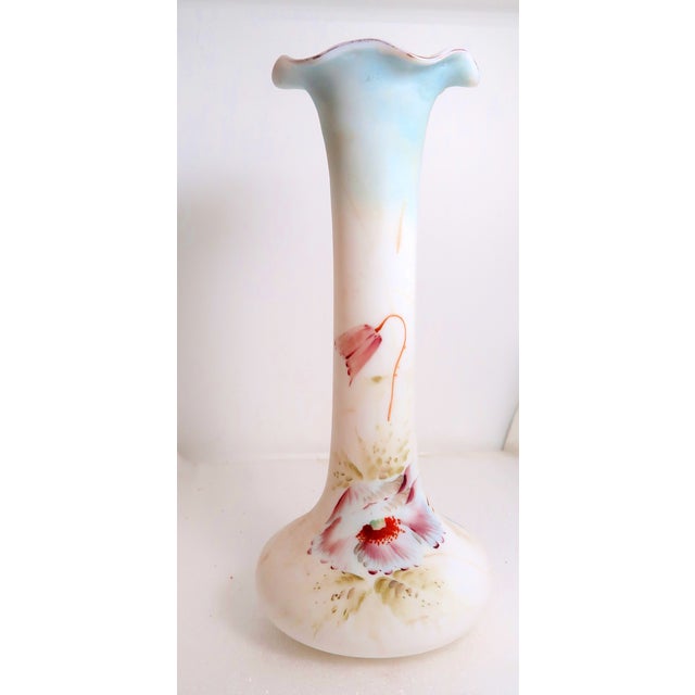Lovely Tall Vintage Hand-Painted Porcelain Vase For Sale - Image 16 of 18