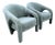 Postmodern Sculpted Sage Mint Green Velvet Lounge Chairs - A Pair For Sale