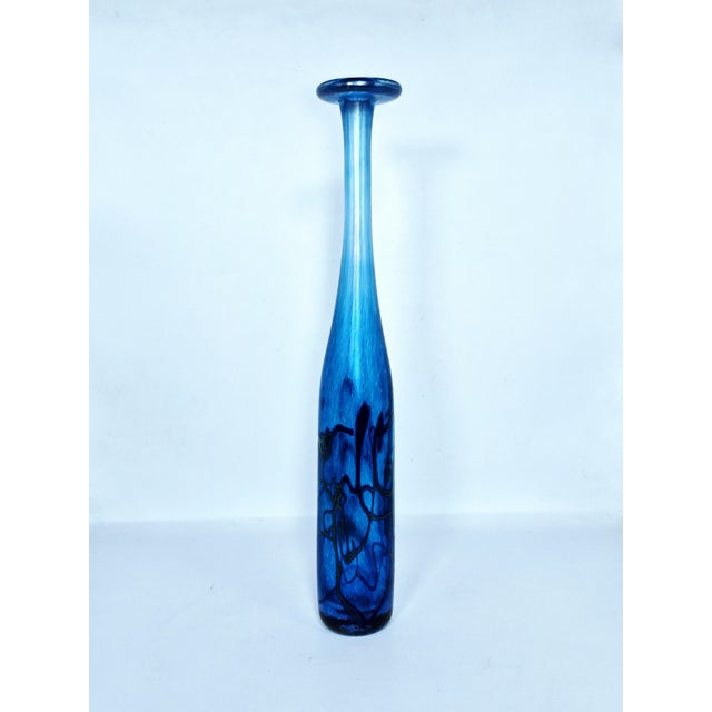 Robert Held Art Glass Iridescent Blue Bud Vase For Sale - Image 11 of 11