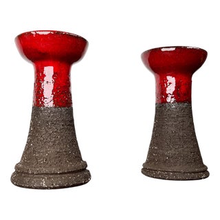 Mid-Century Modern Danish Studio Pottery Candleholder from Lovemose, 1960s, Set of 2 For Sale