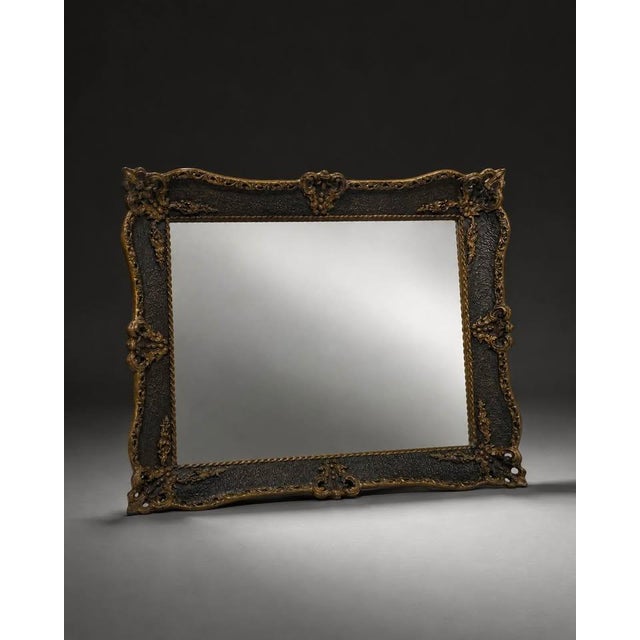 Traditional Ornate Black and Gold Antique-Style Wall Mirror For Sale - Image 3 of 4