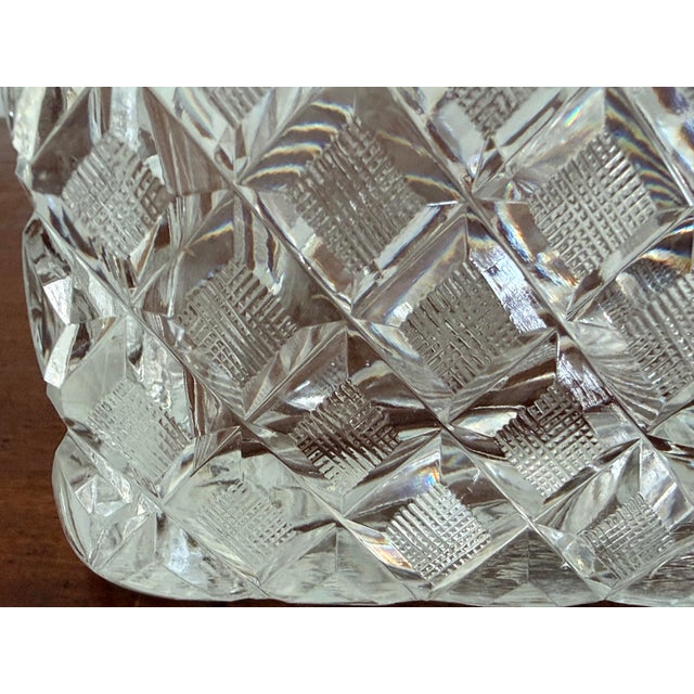 Glass Antique Baccarat (Attrib.) Cut Crystal Glass Casket Box With Bow Clasp For Sale - Image 7 of 12