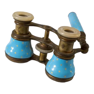 19th Century French Gilt Bronze and Baby Blue Enamel Opera Glasses