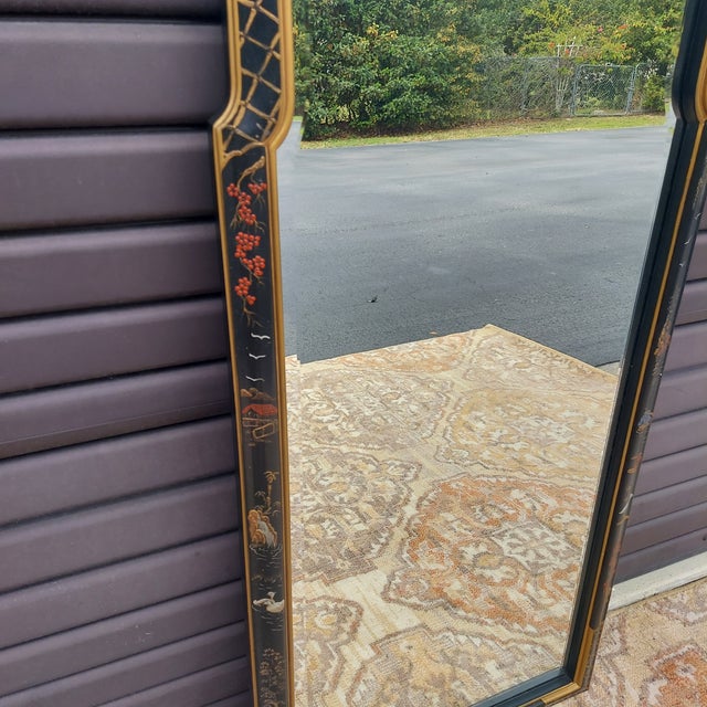 1970s Chinoiserie Vertical Black, Gold and Red Mirror For Sale - Image 10 of 12